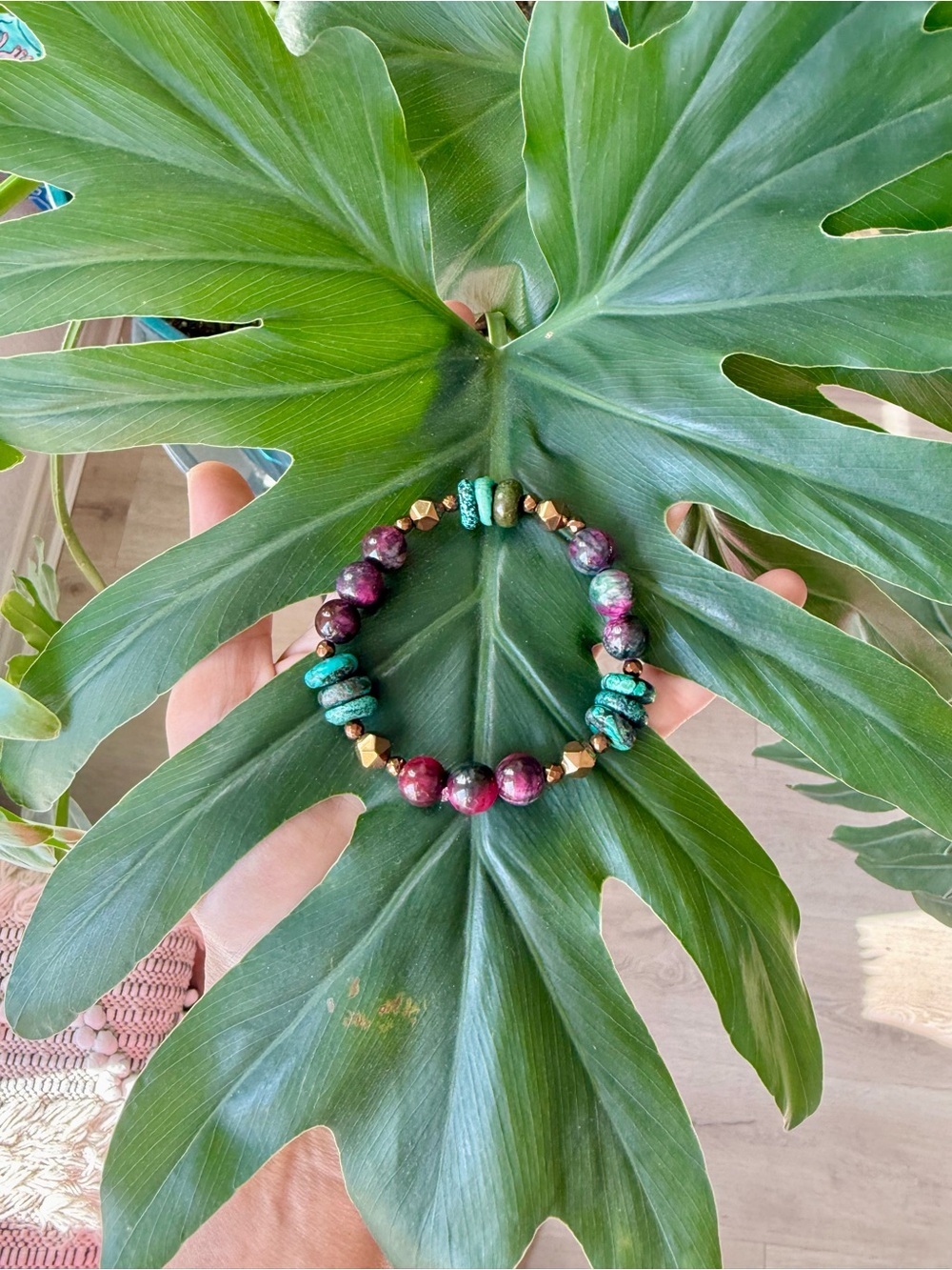 Turquoise, Hematite, Jasper bracelet (one)